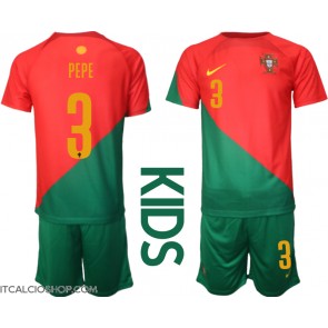 Portogallo Pepe #3 Prima Maglia Bambino Mondiali 2022 Manica Corta (+ Pantaloni corti)